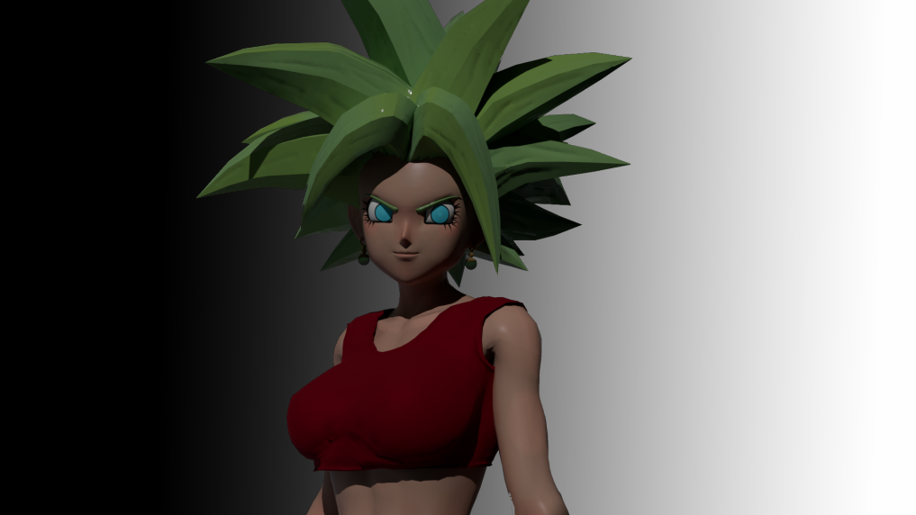 1girls 3d 3d_(artwork) blender blender_(software) blue_eyes dragon_ball dragon_ball_super female female_only fully_clothed green_hair isquashyou kefla looking_at_viewer solo