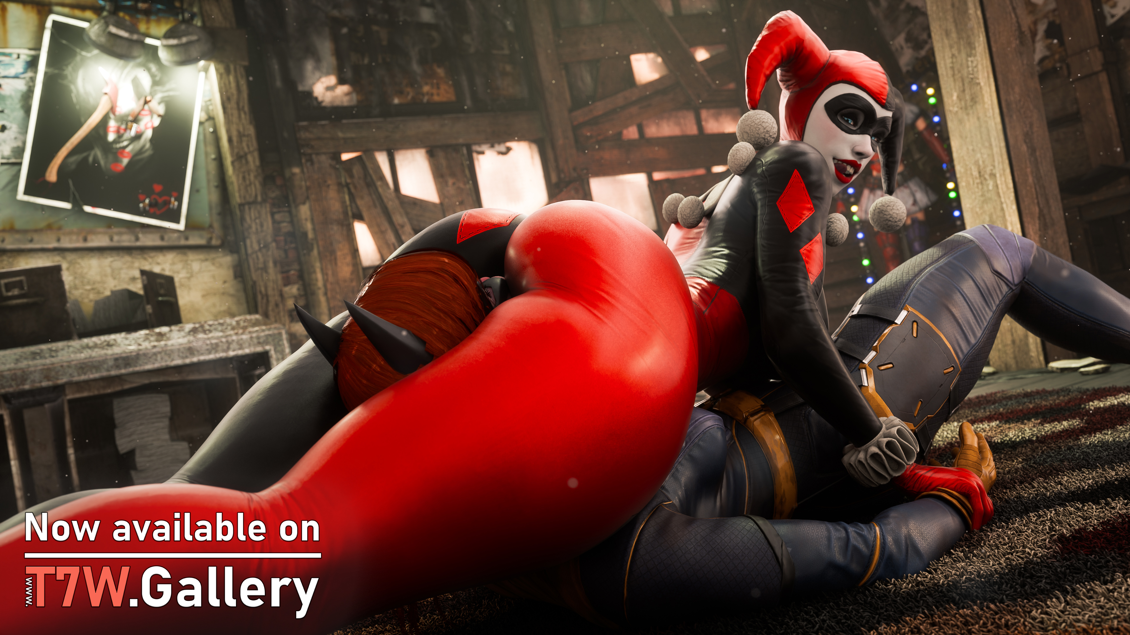 2girls, 3d, 3d (artwork), ass, ass in face, ass squeeze, batgirl, batgirl (barbara gordon), batgirl (gotham knights), batman (series), batman: arkham knight, beaten, between legs, between thighs, big ass, big butt, big thighs, blender, bodysuit, brown hair, catfight, clothed, clothed female, clussy, dc, dc comics, death by snoo snoo, death by snu snu, defeated heroine, dominant female, dominated, domination, face in ass, fat ass, female, female ass, female domination, female on female, female only, femdom, femsub, forced homosexuality, fully clothed, gotham knights, harley quinn, harley quinn (classic), headscissor, helpless, highres, humiliated, leather, leather clothing, legs, legs together, lezdom, lezsub, multiple girls, non-nude, peril, pinned, pinned down, pinned to ground, red hair, ryona, struggling, struggling to get out, submission, submission hold, submissive, submissive female, superheroine, tekken7wallpapers, thigh clothes, tight clothes, tight clothing, villain, villainess, wrestling, wrestling femdom, yuri