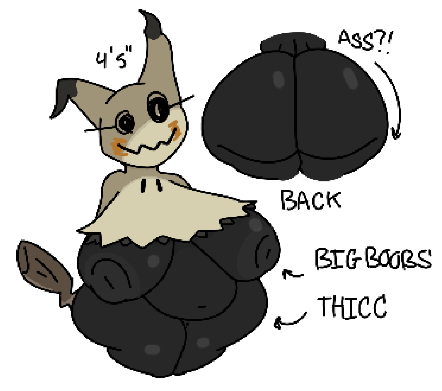 ass, big areola, big ass, big breasts, big butt, big nipples, big thighs, breasts, female, large areolae, large ass, large breasts, large butt, large thighs, mimikyu, pokemon, pokemon (species), theslashfive