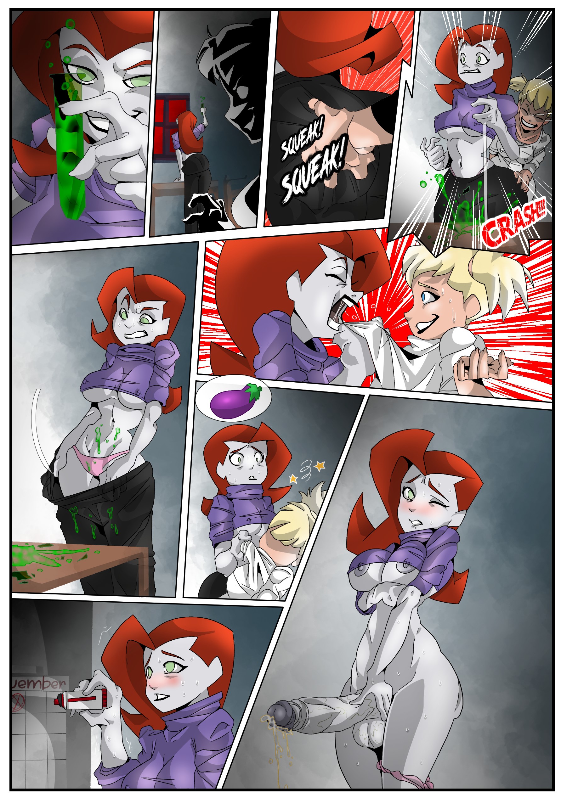 1futa, 1girls, 2022, balls, batman (series), batman: the animated series, big breasts, big penis, bottomless, breasts, clothed, clothing, comic, cum, dc, dc comics, dcau, erection, female, female to futa, fully clothed, futa focus, futa transformation, futanari, grey skin, harley quinn, harley quinn (classic), intersex, mostly nude, no nut november, orgasm denial, penis, pent up, pepsiminus, poison ivy, poison ivy (dcau), precum, solo focus, standing, the new batman adventures, thick thighs, transformation, wide hips