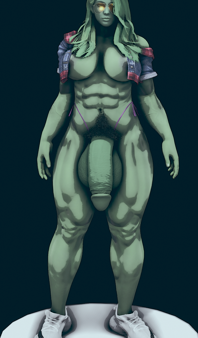 1futa, 3d, areolae, balls, breasts, flaccid, futa only, futanari, hdregrets, huge balls, huge cock, humanoid, humanoid penis, intersex, large penis, marvel, marvel comics, muscular, muscular futa, nipples, penis, pubic hair, she-hulk
