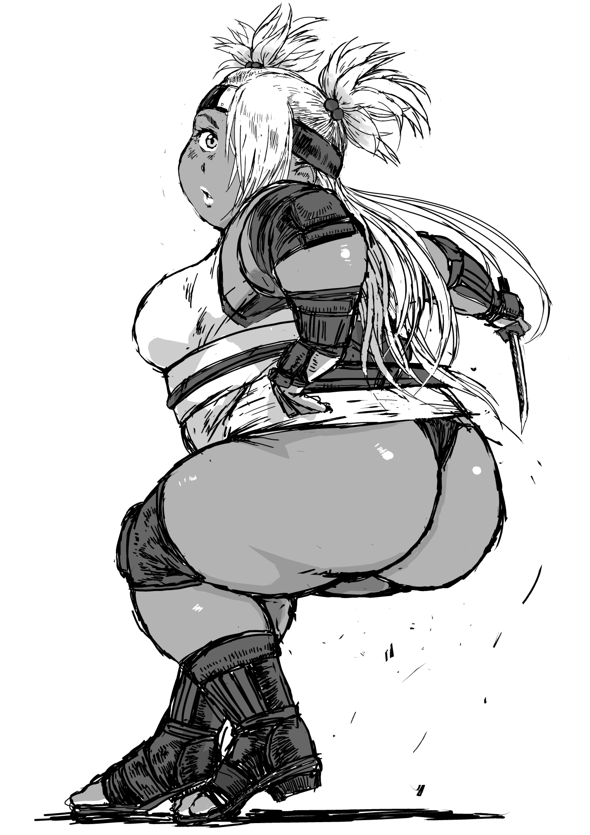 akimichi chouchou, ass, big ass, big butt, black and white, boruto: naruto next generations, bubble ass, bubble butt, chubby, chubby female, fat, fat ass, fat butt, female, hasetubura, manga, monochrome, naruto, naruto (series), sketch, thong