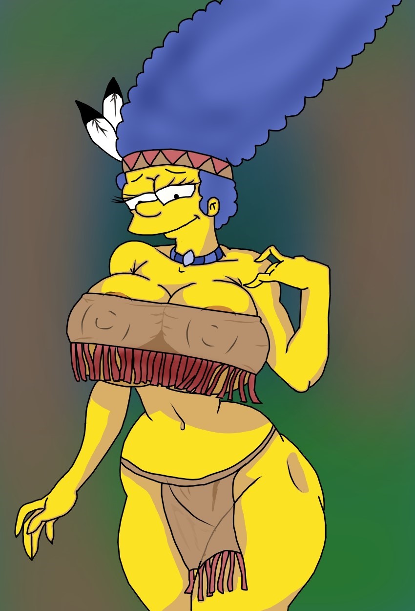 1girls, ass, big ass, big breasts, breasts, female, marge simpson, milf, native american, solo, the simpsons