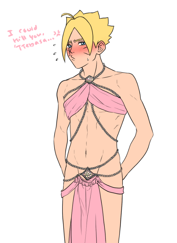 1boy abs arabian_clothes arms_behind_back belly_button belly_dancer belly_dancer_outfit blonde_hair blush boruto:_naruto_next_generations clothing crop_top crossdressing dancer_outfit dialogue english_text facial_markings femboy feminization jewelry legs light-skinned_male light_skin looking_at_viewer male male_only naruto naruto_(series) nose_blush partially_clothed persian_clothing petite pinup revealing_clothes scar shock777 shounen_jump shy sissy skirt solo solo_focus solo_male sweat sweatdrop text thighs turkish_clothing twink uzumaki_boruto whisker_markings whiskers yellow_hair