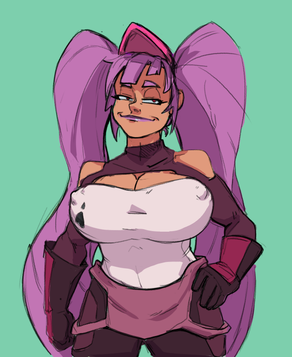 1girls big_breasts cleavage entrapta erect_nipples female female_only first-second human nipple_bulge she-ra_and_the_princesses_of_power smile smug solo