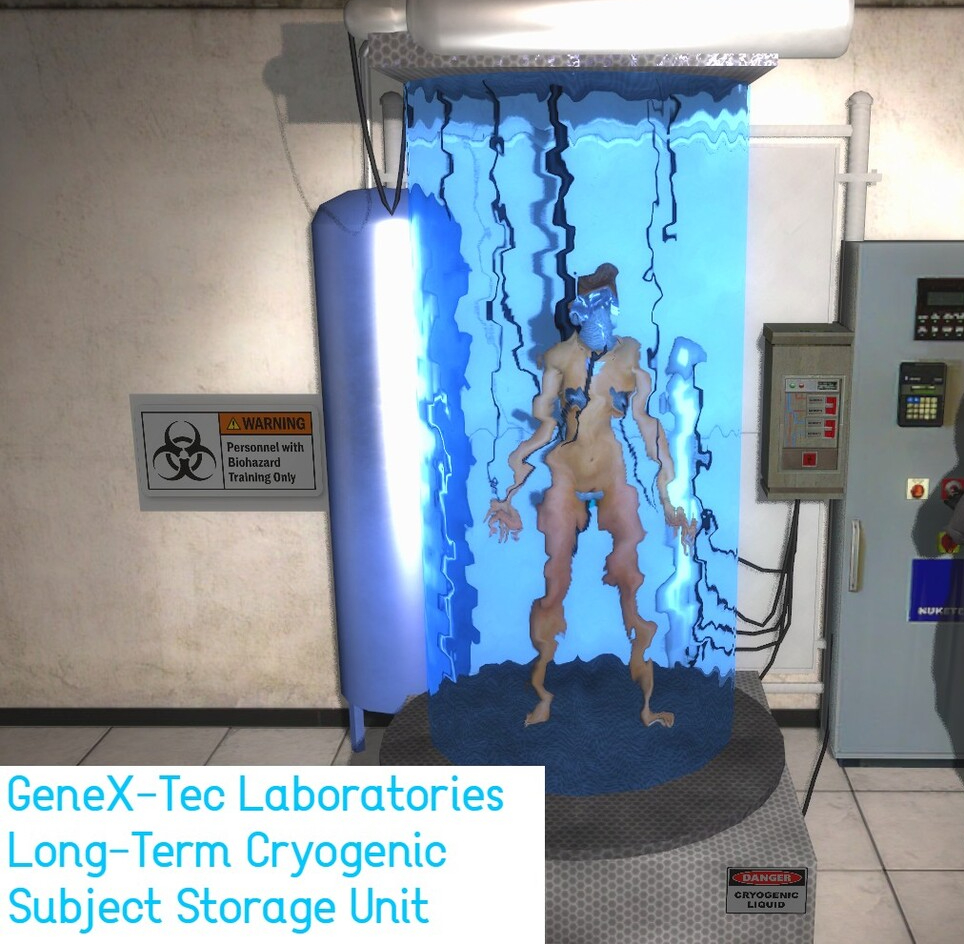 3d 3d_model chastity_device cryogenics electronics female female_chastity genex-tec lab laboratory led_light nipple_pump oxygen_mask pussy_pump restrained science science_fiction stasis_tube submerged technology test_subject test_tube tube virtual_reality vr_headset