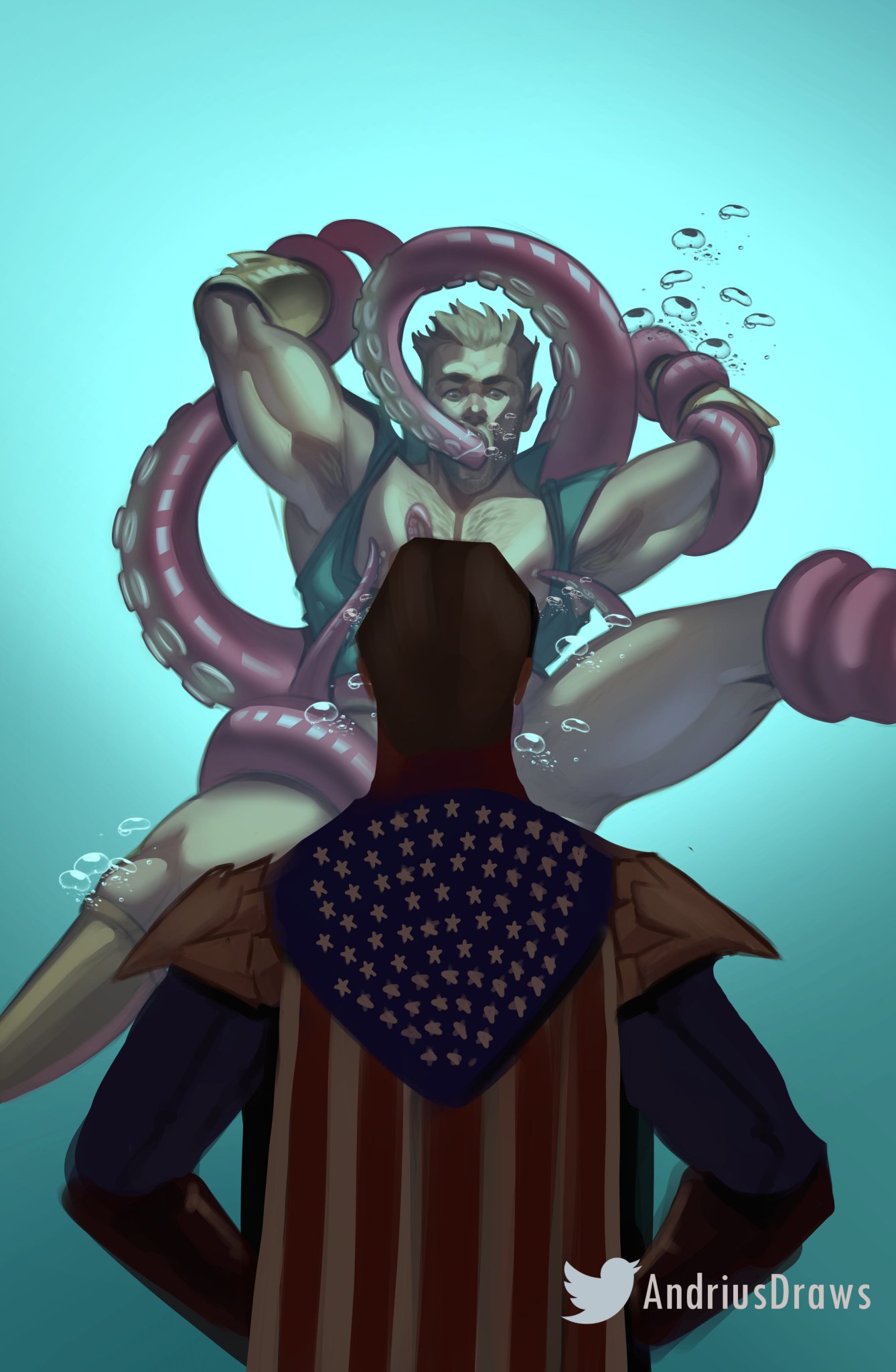 andriusdraws bondage bound cape homelander kevin_moskowitz male male_only muscles muscular muscular_male nipple_tweak spread_legs tentacle tentacle_in_mouth tentacle_rape the_boys the_deep tied_up watching