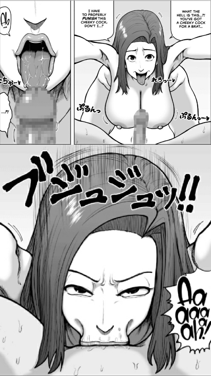 1boy 1girls all_the_way_to_the_base azami_donburi big_breasts blowjob cock_sucking_milf comic_page deepthroat fellatio female femdom male male_pov monochrome mosaic_censoring oral oral_sex partial_male pov pov_eye_contact shaved_crotch small_penis small_penis_adoration straight tagme thick_thighs tongue tongue_out