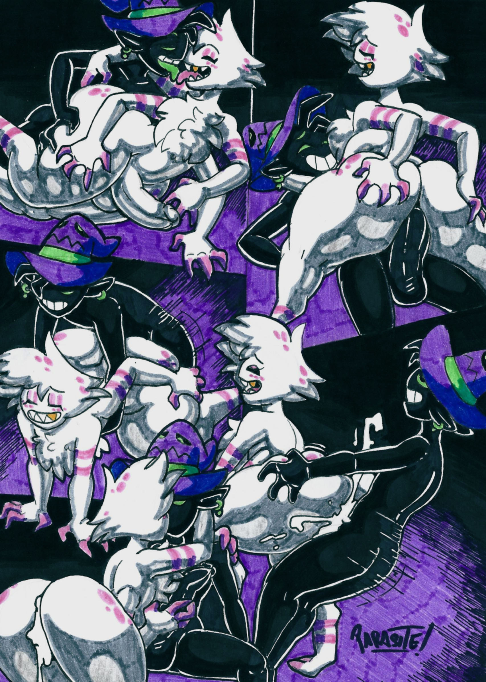 2boys, all fours, anal, anal sex, angel dust (hazbin hotel), ass, ass grab, bent over, big ass, bubble ass, bubble butt, commission, cowgirl position, cum, cum in ass, cum inside, cum leaking, doggy style, female, femboy, from behind, grabbing own ass, hazbin hotel, kissing, lying, lying on side, male, male only, nude, nude male, original character, parasitedeath, penis, riding, sex, thick thighs, vivienne medrano, vivziepop, wide hips, yaoi