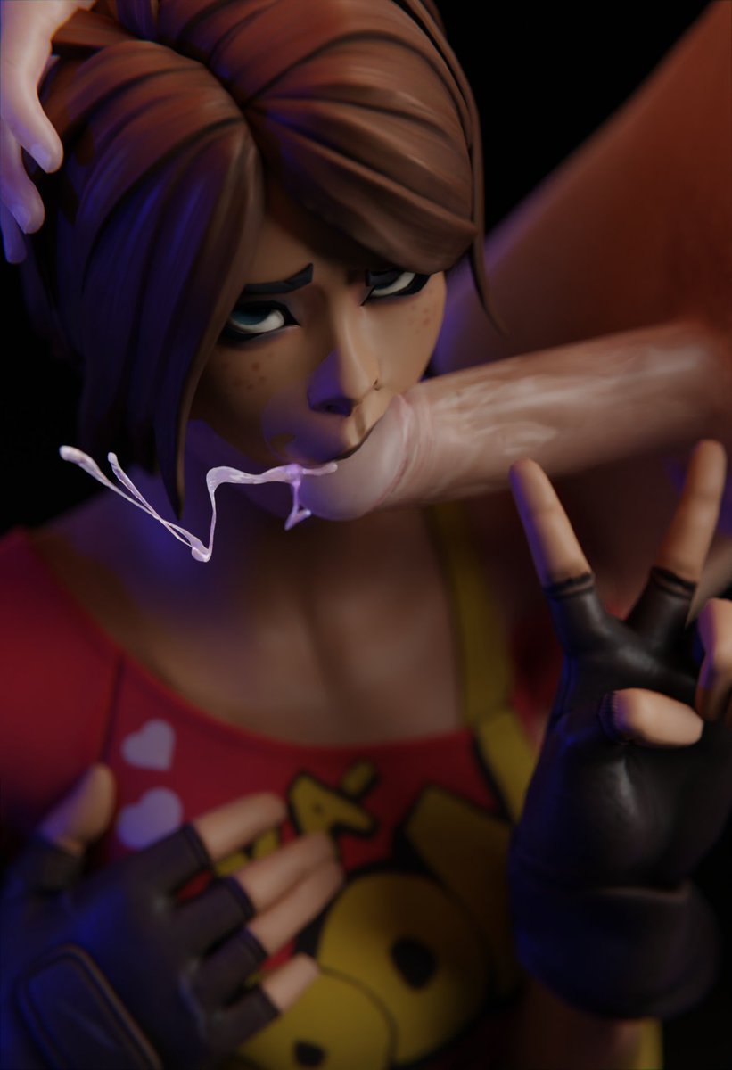 1boy, 1girls, 3d, blowjob, blue eyes, brown hair, cum, female, fortnite, jtopau, looking at viewer, male, tntina
