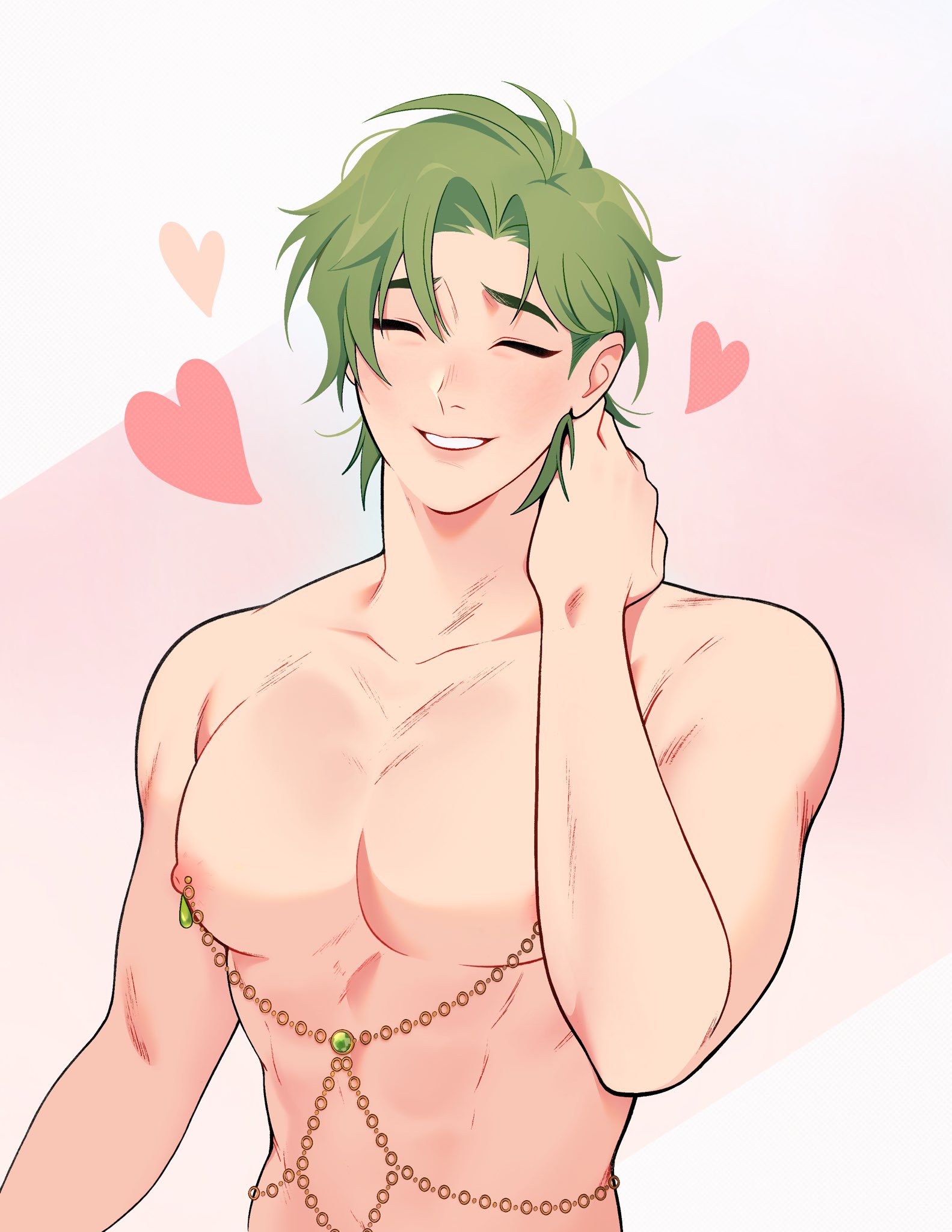 big breasts, big pecs, body jewelry, breasts, male, male only, muscular, muscular male, nipple piercing, nipples, nu: carnival, olivine (nu: carnival), pierced nipples, piercing, pink nipples, princepavlova, solo, solo male