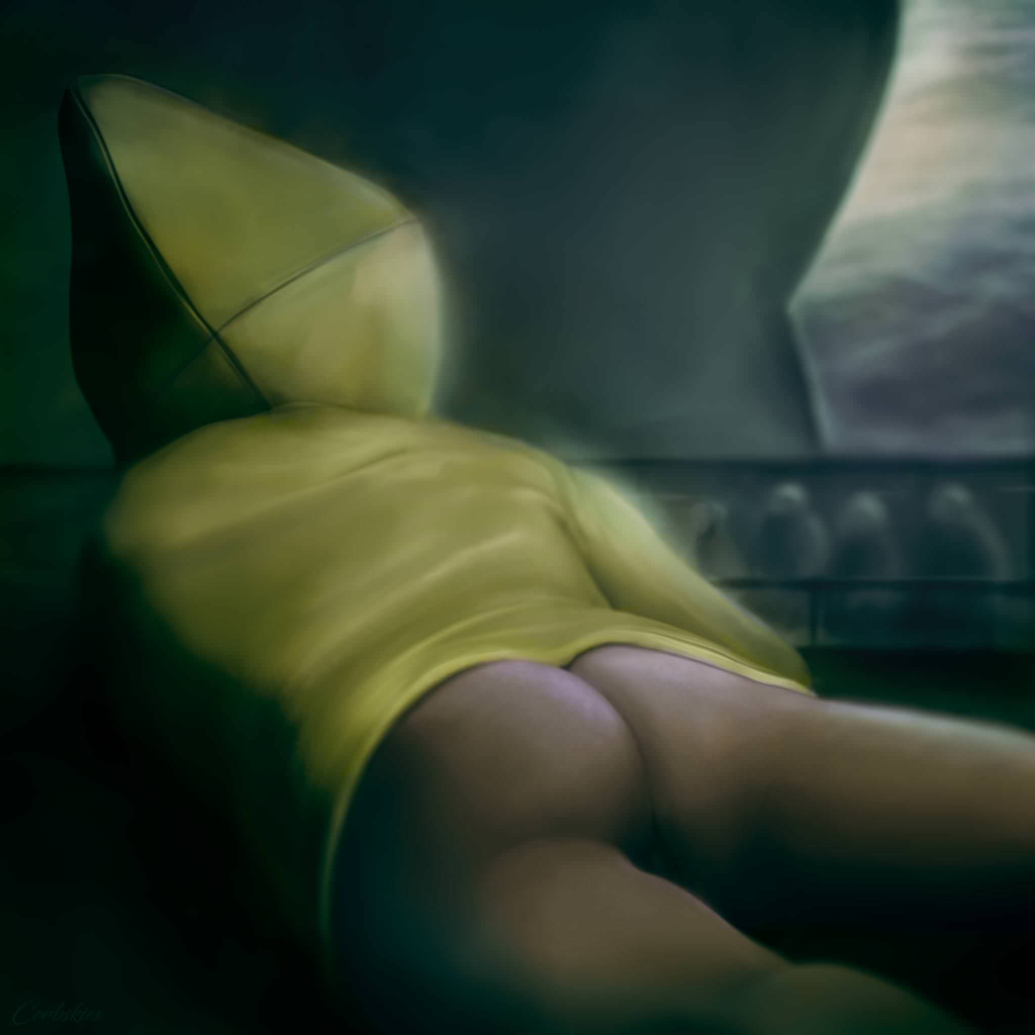 ass casual coat female human little_nightmares little_nightmares_2 outerwear pale_skin raincoat six_(little_nightmares) yellow_raincoat