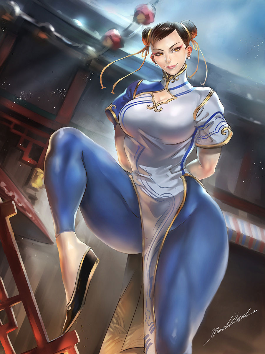 1girls, big breasts, breasts, capcom, chun-li, chun-li (street fighter 6), clothed, clothed female, clothes, clothing, female, female only, fully clothed, niddieee, solo, street fighter, street fighter 6, tagme