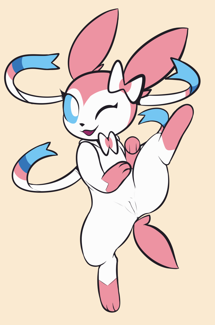 black_nose blue_eyes eeveelution female feral genitals hi_res mrdegradation nintendo one_eye_closed open_mouth pokémon_(species) pokemon pokemon_(species) pokemon_only pussy simple_background solo spread_legs spreading sylveon video_games white_body