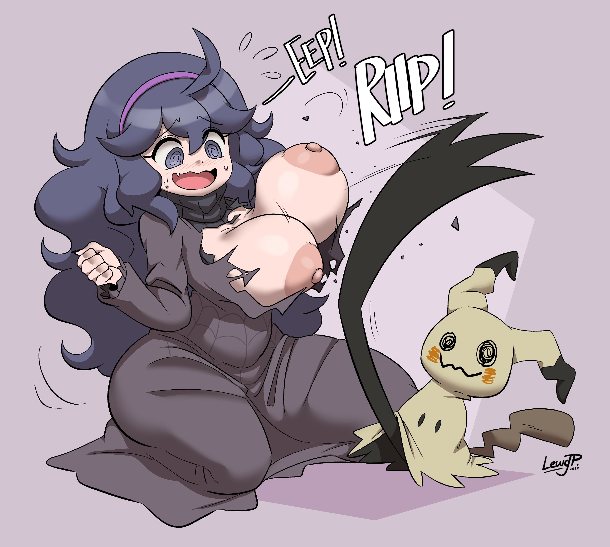 areola, areolae, assisted exposure, barely contained, big areola, big breasts, big nipples, breasts, breasts too big, bursting breasts, clawed fingers, claws, female, hex maniac, huge areolae, huge breasts, huge nipples, joaoppereiraus, large areolae, long hair, looking at own breasts, looking down, looking down at breasts, looking down at self, mimikyu, nerous, nintendo, nipples, npc trainer, open mouth, pokémon (species), pokemon, pokemon (species), pokemon xy, pokephilia, spiral eyes, straining clothing, sweat, text, tight dress, tight fit, too tight, torn clothes, torn clothing, torn dress, torn shirt, undersized clothes, undersized clothing, video games, wardrobe malfunction, white skin
