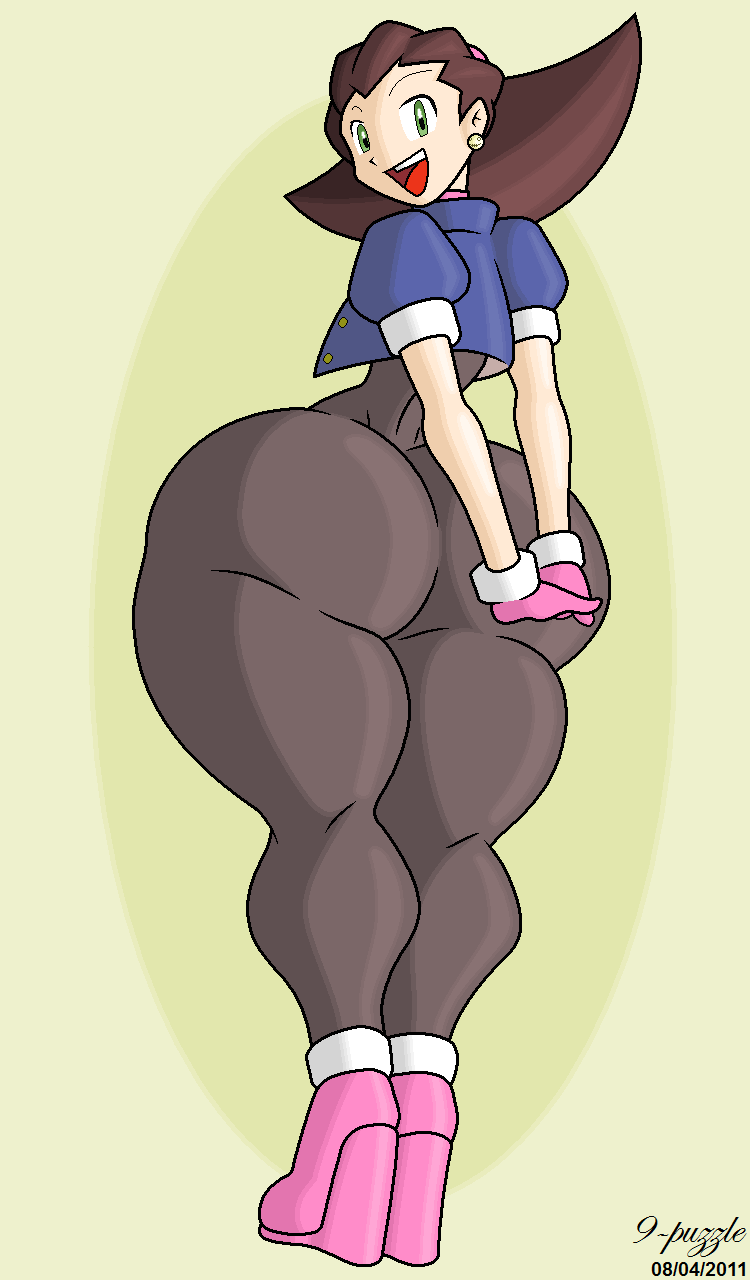 1girls, 2011, 9-puzzle, ass, capcom, color, curvy, female, female focus, female only, from behind, huge ass, mega man, mega man legends, obese female, pantyhose, plump, thick thighs, thighs, tron bonne, voluptuous, wide hips