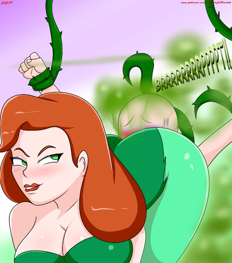 ass batman:_the_animated_series batman_(series) big_breasts blaze_(artist) breasts cleavage dc_comics dcau face_in_ass faceless_male fart fart_cloud fart_fetish farting farting_in_face female femdom pamela_isley poison_ivy poison_ivy_(dcau) red_hair vines