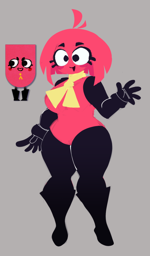 1girls big_breasts breasts cute female female_focus female_only gijinka grey_background humanoidized ink01 inkbloto leaddrill snip_(snipperclips) snipperclips solo solo_focus standing thick_thighs wide_hips