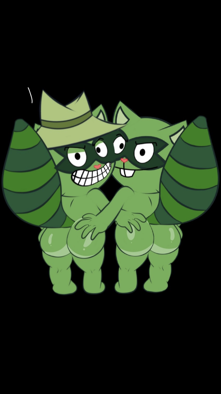 animal anthro ass ass_grab brother brothers feet gay happy_tree_friends incest jerseydevil lifty_(htf) looking_at_viewer nude raccoon shifty_(htf) siblings smile twins