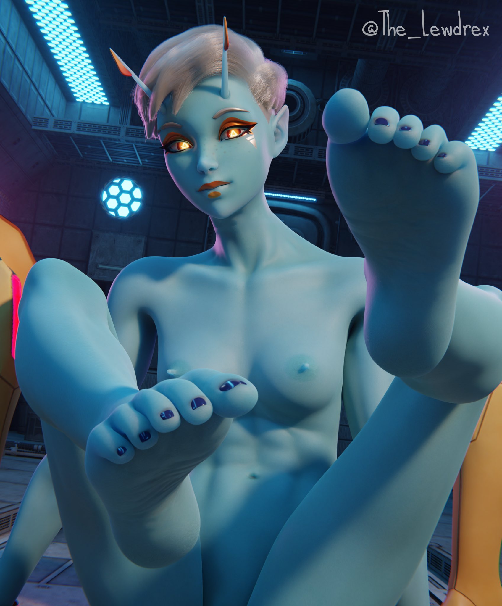 alien girl, barefoot, feet, female, foot fetish, foot focus, fortnite, joey (fortnite), lewdrex, looking at viewer, offering