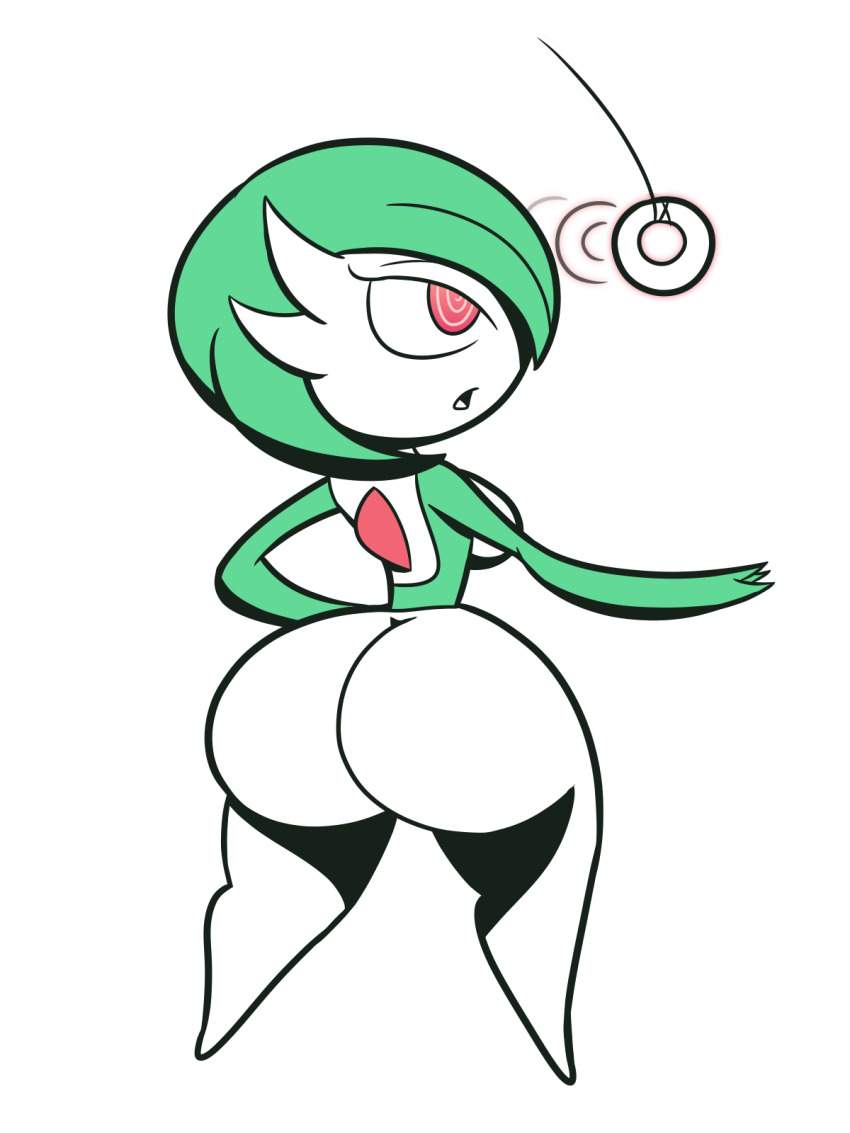 1girls apopop big_breasts big_butt bottomless fat_ass gardevoir green_hair hypnosis pendulum pokemon pokemon_(species) pokemon_rse red_eyes simple_background solo solo_female swirly_eyes tagme white_background