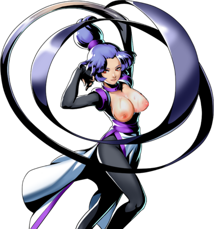 1girls alien alien_girl annette_(metal_slug) big_breasts breasts_outside cleavage cum_on_breasts edit metal_slug metal_slug_attack official_art purple_hair snk top_view topless white_background