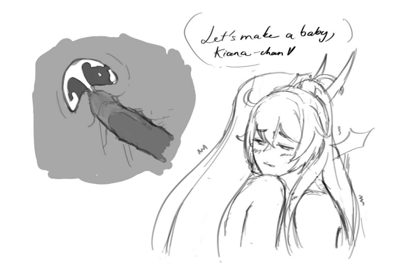 1futa, 1girls, areolae, blush, breasts, cross section, cum, cum in uterus, cum inside, cumming while penetrating, dialogue, duo, erection, female, futa on female, futanari, half-closed eyes, honkai (series), honkai impact 3rd, horns, human, impregnation, intersex, kiana kaslana, long hair, monochrome, nipples, penis, pussy, raiden mei, sex, sitting, sketch, text, vagina, vaginal penetration, vaginal sex, x-ray, zimzalabean