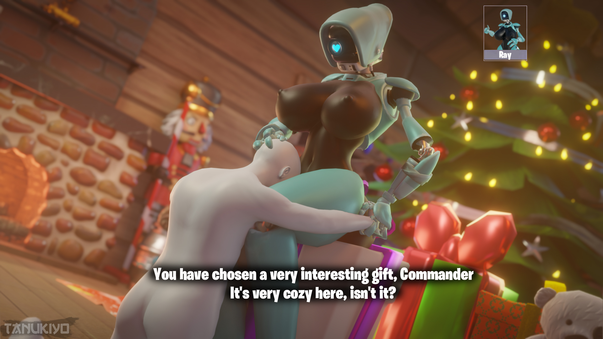 christmas, christmas tree, female, fortnite, fortnite: save the world, ray (fortnite), robo-ray, robot, robot girl, robot humanoid