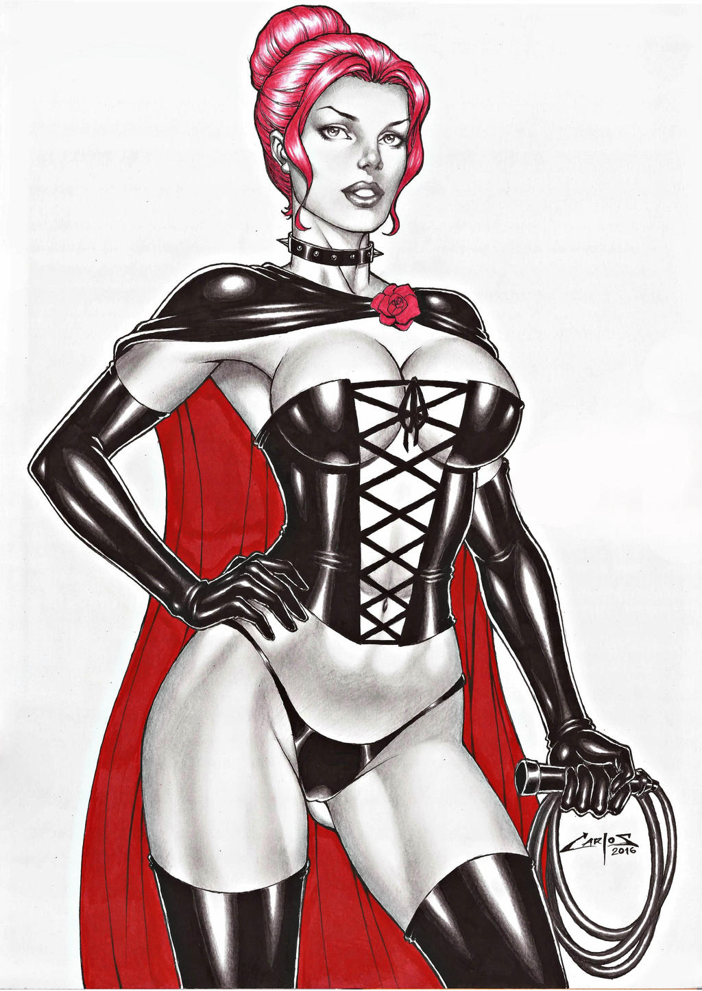 1girls 2016 big_breasts black_queen breasts carlos_braga dominant_female dominatrix ed_benes_studio female female_only holding_object holding_whip homo_superior jean_grey latex_corset marvel marvel_comics mound_of_venus mutant red_hair seductive_look solo spiked_collar telepath whip x-men