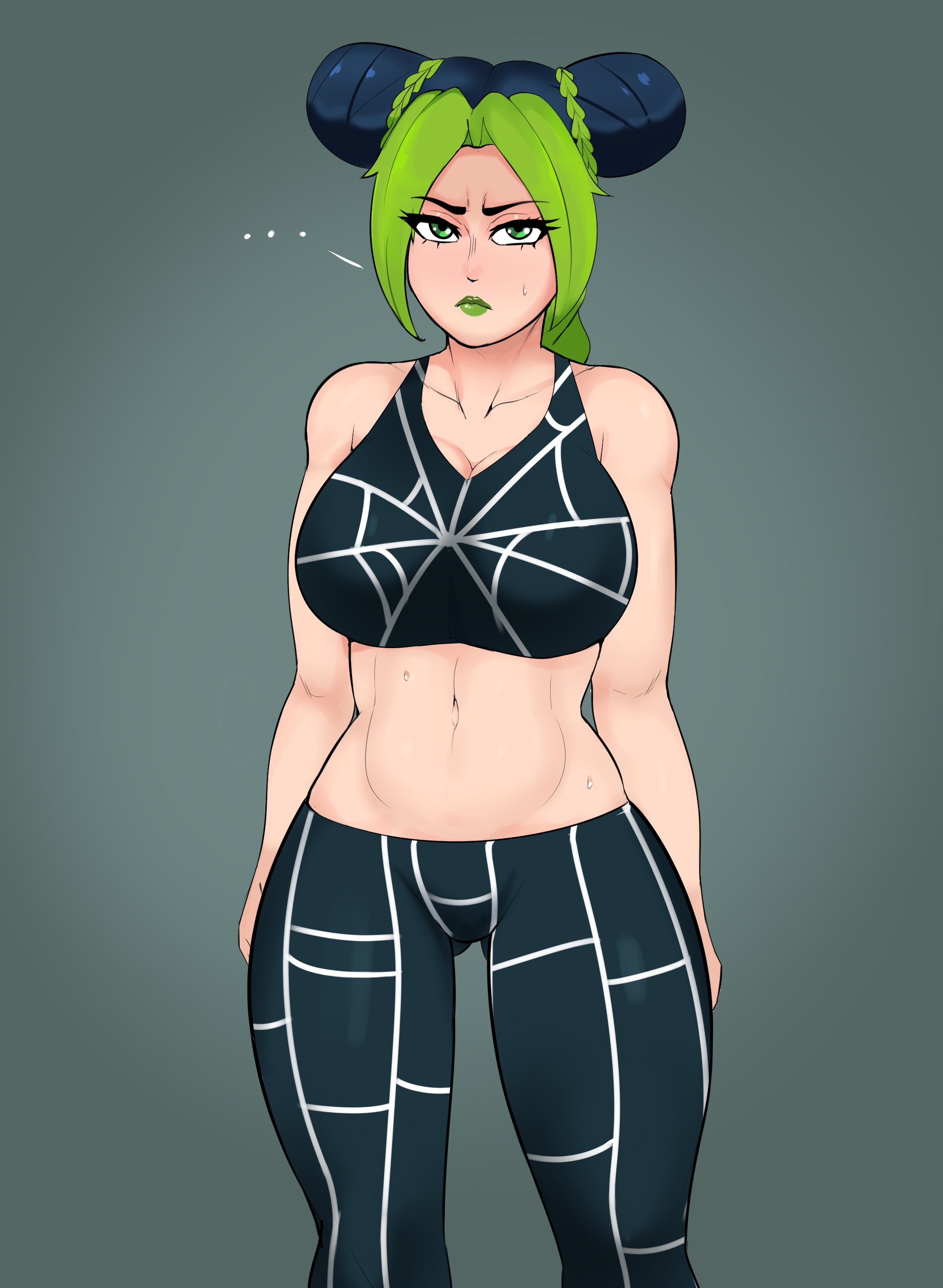 1girls, female, female only, fully clothed, g3mma, green eyes, jojo's bizarre adventure, jolyne kujo, midriff, solo, stone ocean, tagme