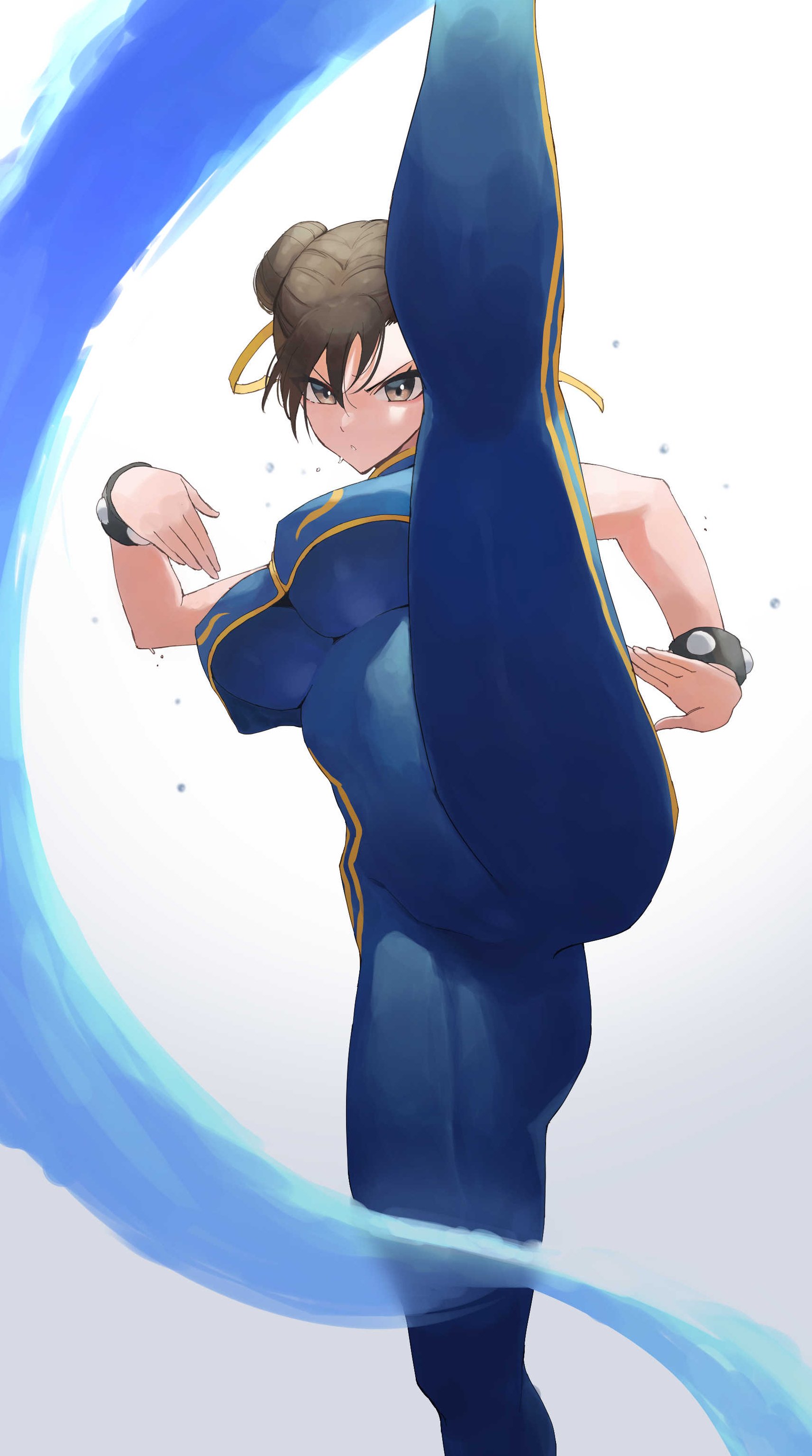 1girls, ass, big ass, big breasts, bodysuit, breasts, capcom, chun-li, clothed, clothed female, clothes, clothing, female, female only, lifting leg, martial arts, rororo, solo, street fighter, street fighter alpha, thick, thick ass, thick legs, thick thighs, tight clothing, tight fit, underboob