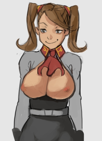 1girls breasts breasts_out female female_only female_solo gundam gundam_build_fighters gundam_build_fighters_try hirundo_rustica hong_doo only_female sazaki_kaoruko smile solo solo_female solo_focus tied_hair