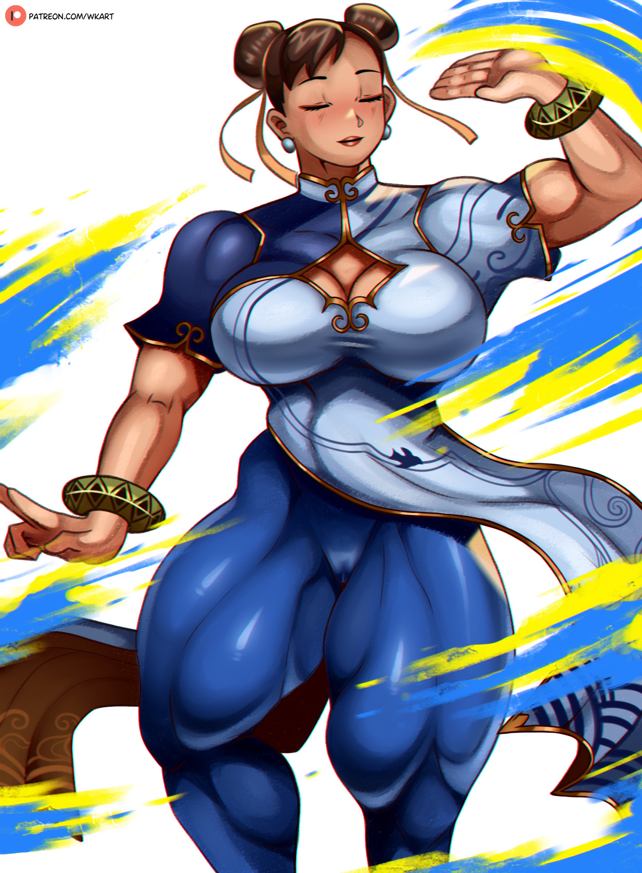 1girls, big breasts, breasts, busty, chinese clothes, chun-li, chun-li (street fighter 6), cleavage, curvaceous, curves, curvy, curvy body, curvy female, curvy figure, female, female focus, female only, hair buns, huge breasts, large breasts, solo, solo female, solo focus, street fighter, street fighter 6, thick thighs, thighs, voluptuous, wkart