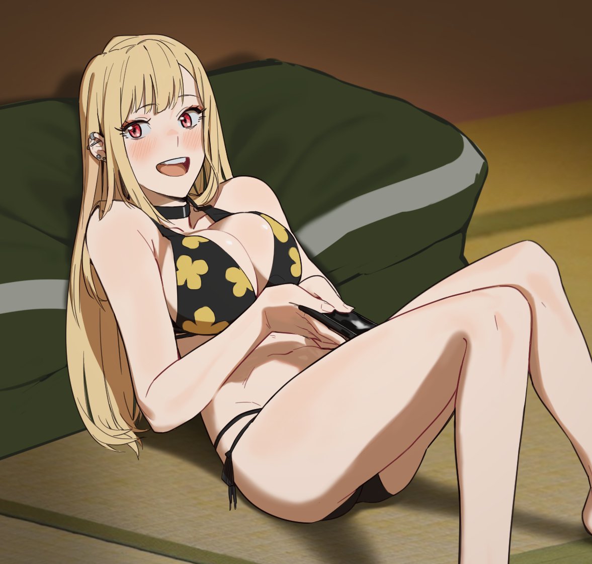 female hirundo_rustica hong_doo kitagawa_marin light-skinned_female light_skin long_hair open_mouth piercings pink_eyes sono_bisque_doll_wa_koi_wo_suru swimsuit swimwear