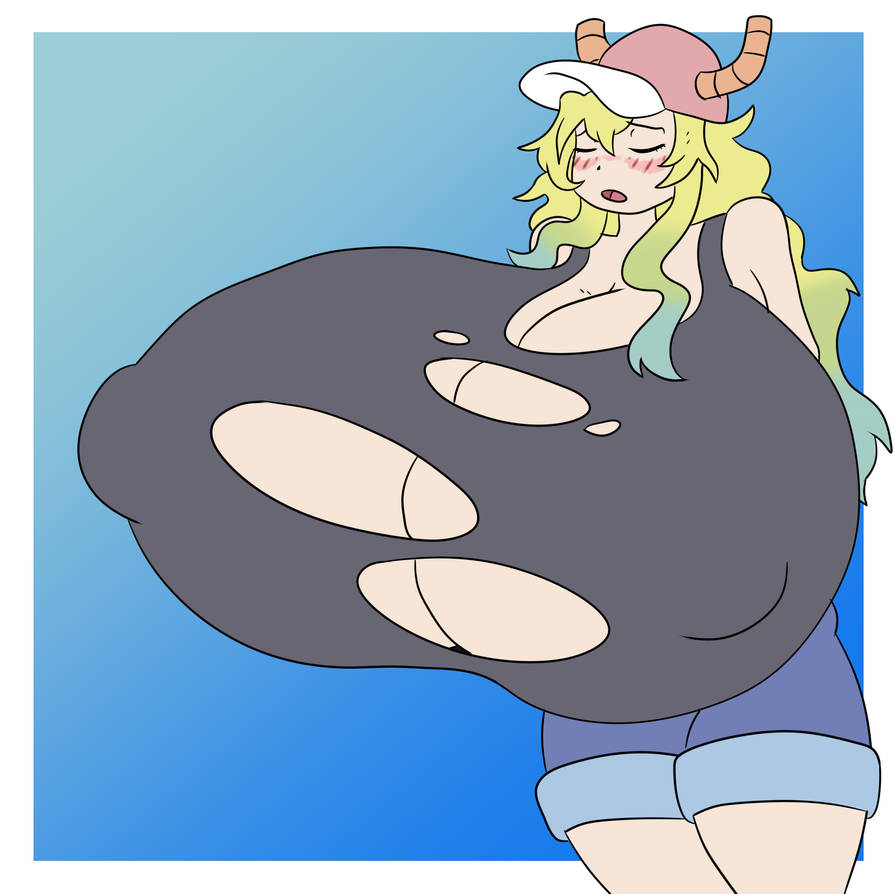 1girls blush breast_expansion closed_eyes huge_breasts letherhands69 lucoa massive_breasts miss_kobayashi's_dragon_maid quetzalcoatl_(dragon_maid) torn_clothes wardrobe_malfunction