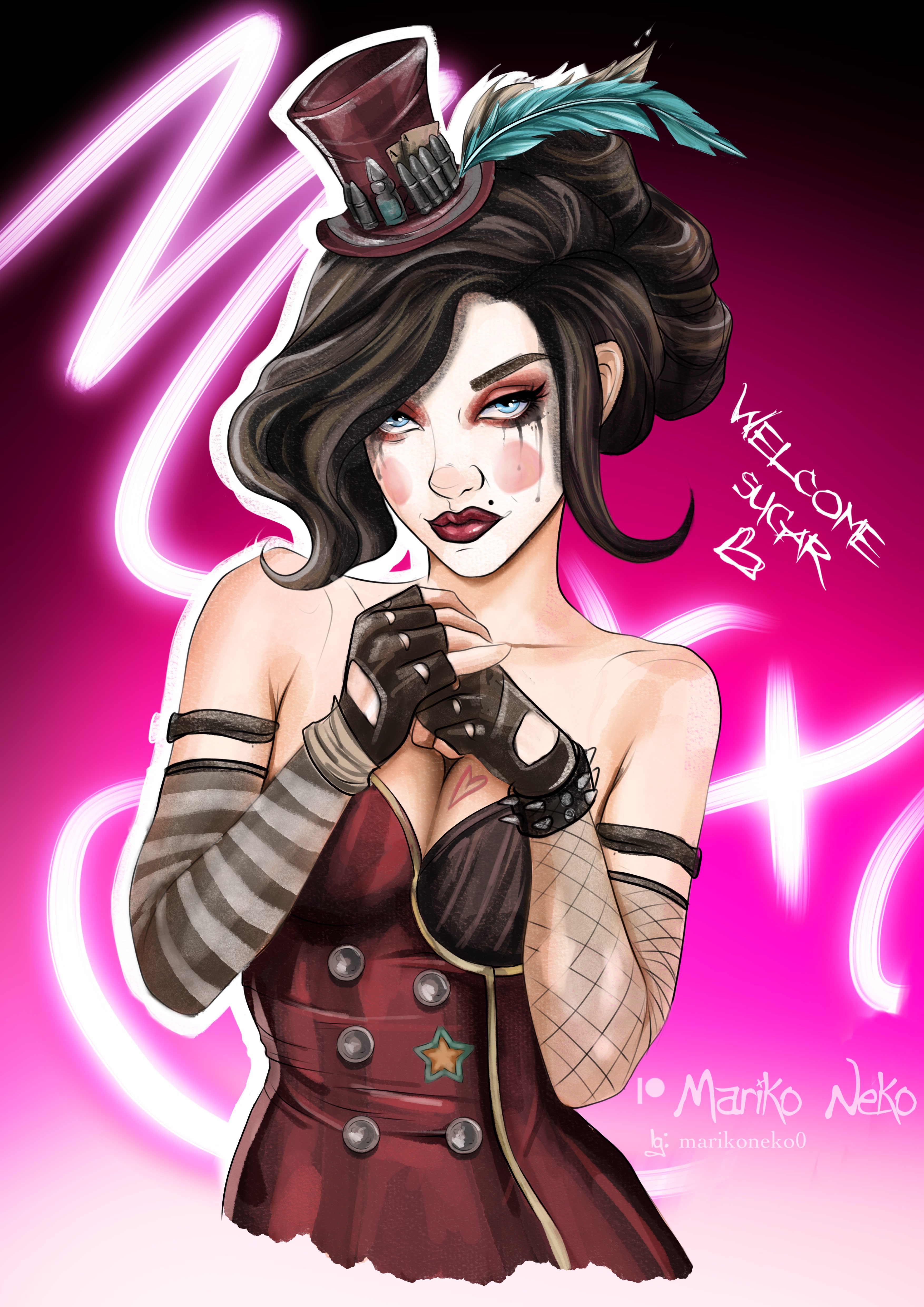 1girls, 2d, beauty mark, big breasts, borderlands, borderlands 3, breasts, bust, cleavage, dead source, facepaint, female, female only, heart tattoo, human, mad moxxi, marikoneko, marikoneko0, milf, solo, solo female, tattoo