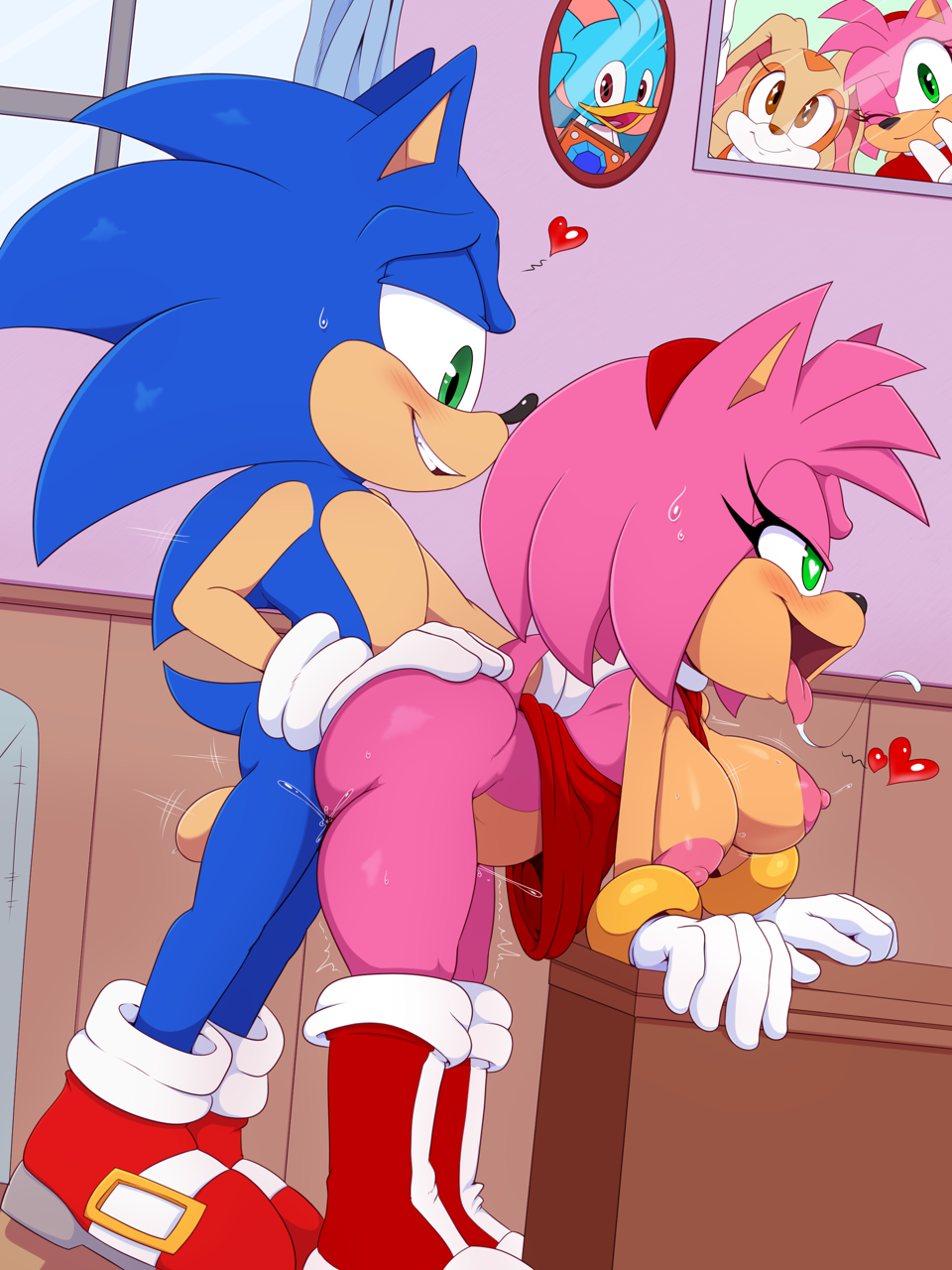 <3_eyes 1boy 1girls 3:4 amy_rose anthro bent_over big_breasts bigdon1992 bodily_fluids breasts clothed clothing cream_the_rabbit digital_media_(artwork) duo eulipotyphlan exposed_torso female female_penetrated footwear from_side fur gloves green_eyes handwear heart hedgehog hi_res male male/female male_penetrating male_penetrating_female mammal nipples open_mouth partially_clothed penetration pink_body sega sex sex_from_behind sonic_(series) sonic_the_hedgehog sonic_the_hedgehog_(series) standing_sex tongue tongue_out