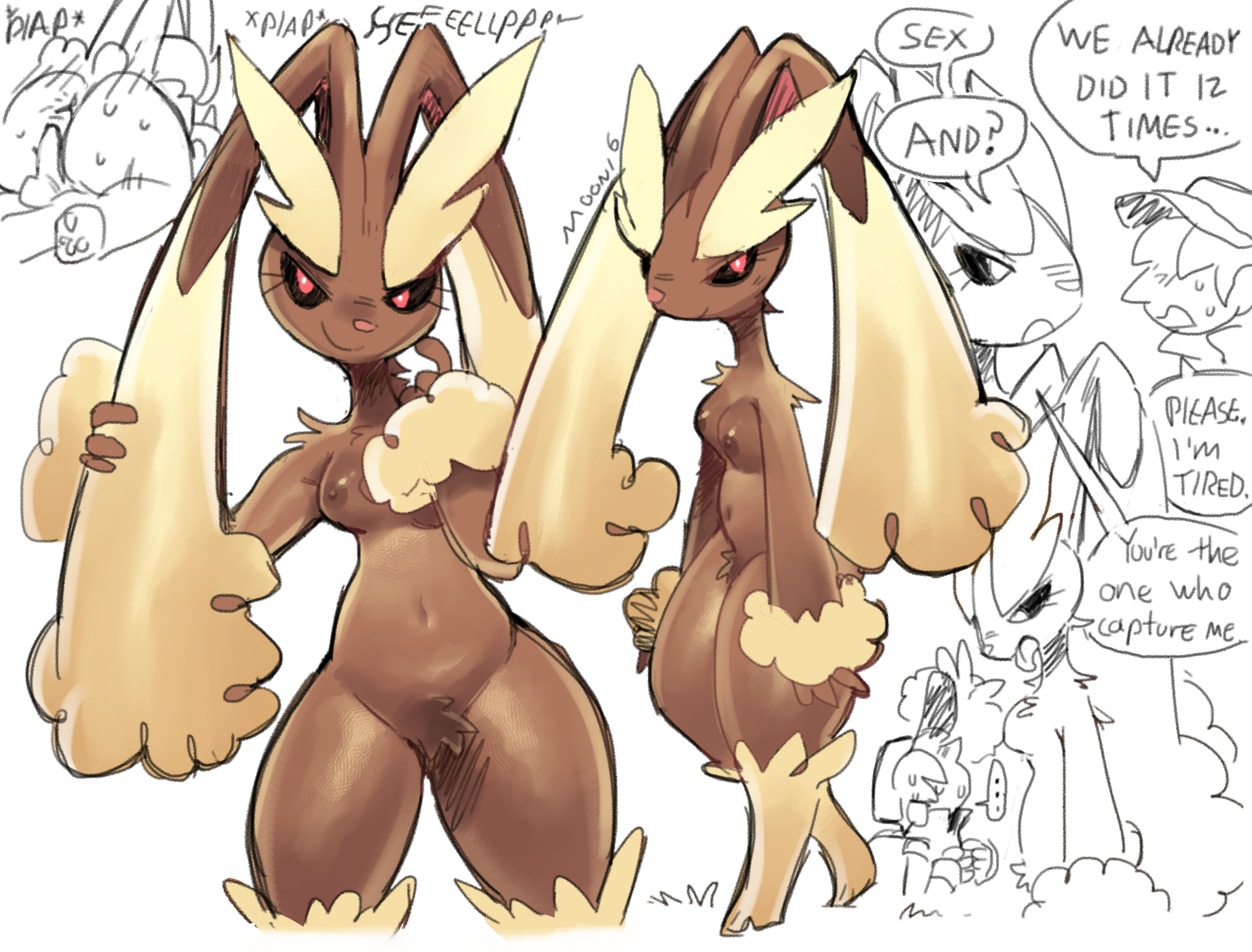 ..., alpha pokemon, anthro, anthrofied, anus, ass, breasts, dialogue, english text, female, female penetrated, fur, furry, imminent rape, lilmoonie, lilmoonie (character), lopunny, male, male penetrating, male penetrating female, male/female, nintendo, pokémon (species), pokemon, pokemon (species), pokephilia, tagme, text, thick thighs, tongue, tongue out, wide hips