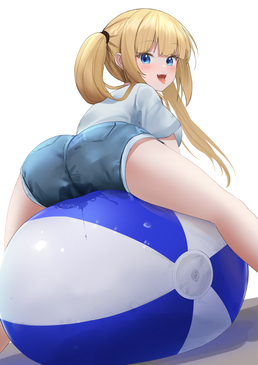 
1girls absurdres ass bad_id bad_pixiv_id ball beach_ball blonde_hair blue_eyes clothed_masturbation female_masturbation grinding highres long_hair looking_at_viewer masturbation masturbation_through_clothing minoralert open_mouth original pussy_juice pussy_juice_drip_through_clothes pussy_juice_stain shorts simple_background sitting sitting_on_ball sitting_on_beachball twintails