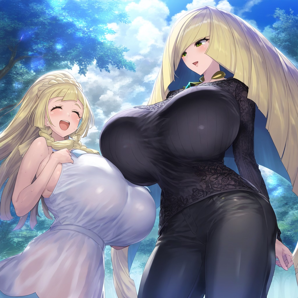 2girls ai_generated alternate_breast_size artist_name breasts_bigger_than_head female female/female female_only game_freak huge_breasts human human_only hyper hyper_breasts light-skinned_female light_skin lillie_(pokemon) lusamine_(pokemon) mother_and_daughter multiple_girls plusmolfa pokemon pokemon_sm pokemon_usm tagme twitter_link