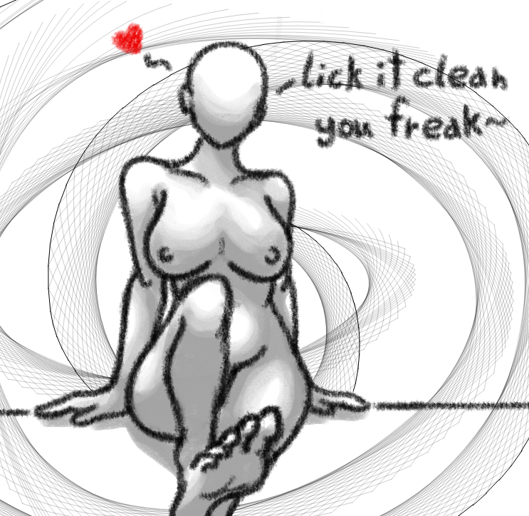 cubeofsoph degradation faceless_female featureless_face feet female femdom foot foot_fetish hypnosis hypnotizing_viewer naked naked_female pov pov_feet sketch