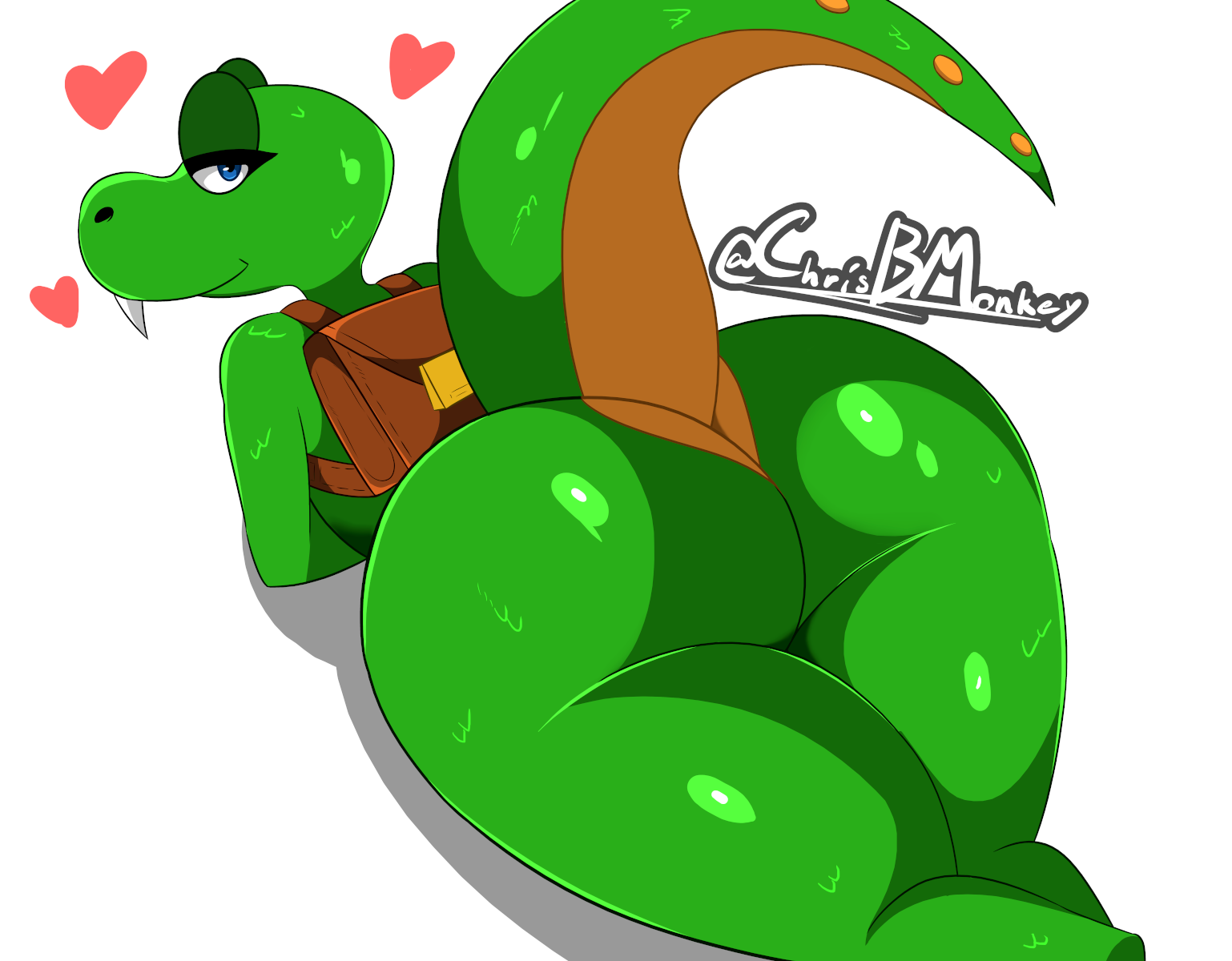 1boy, anthro, ass, ass focus, back view, backpack, badonkadonks, bag, bedroom eyes, big ass, big butt, big hips, bubble ass, bubble butt, chrisbmonkey, croc, croc: legend of the gobbos, crocodile, crocodilian, crocodylid, curvy, curvy body, curvy figure, curvy hips, femboy, furry, furry ass, furry only, giant ass, huge ass, huge butt, hyper, hyper ass, hyper butt, laying down, laying on stomach, looking at viewer, male, male only, massive ass, massive butt, massive thighs, mature, naked, plump, plump ass, presenting, presenting ass, presenting butt, rear view, reptile, scalie, scalie humanoid, scalie only, seducing, seductive, seductive eyes, seductive gaze, seductive look, smug smile, solo, teeth, thick, thick ass, thick legs, thick thighs