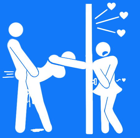 1boy 2girls bathroom_sign cuckquean pictogram stickfigure