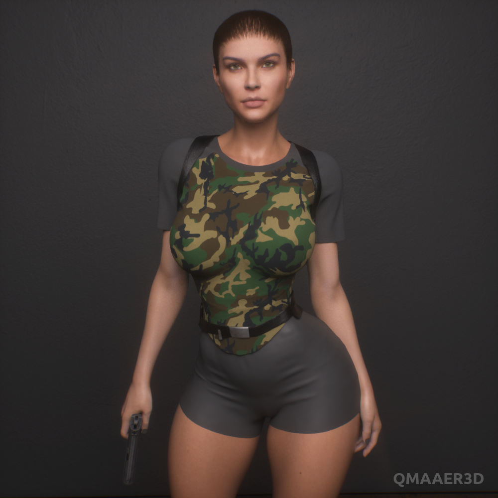 army_girl army_uniform qmaaer qmaaer3d solo_female