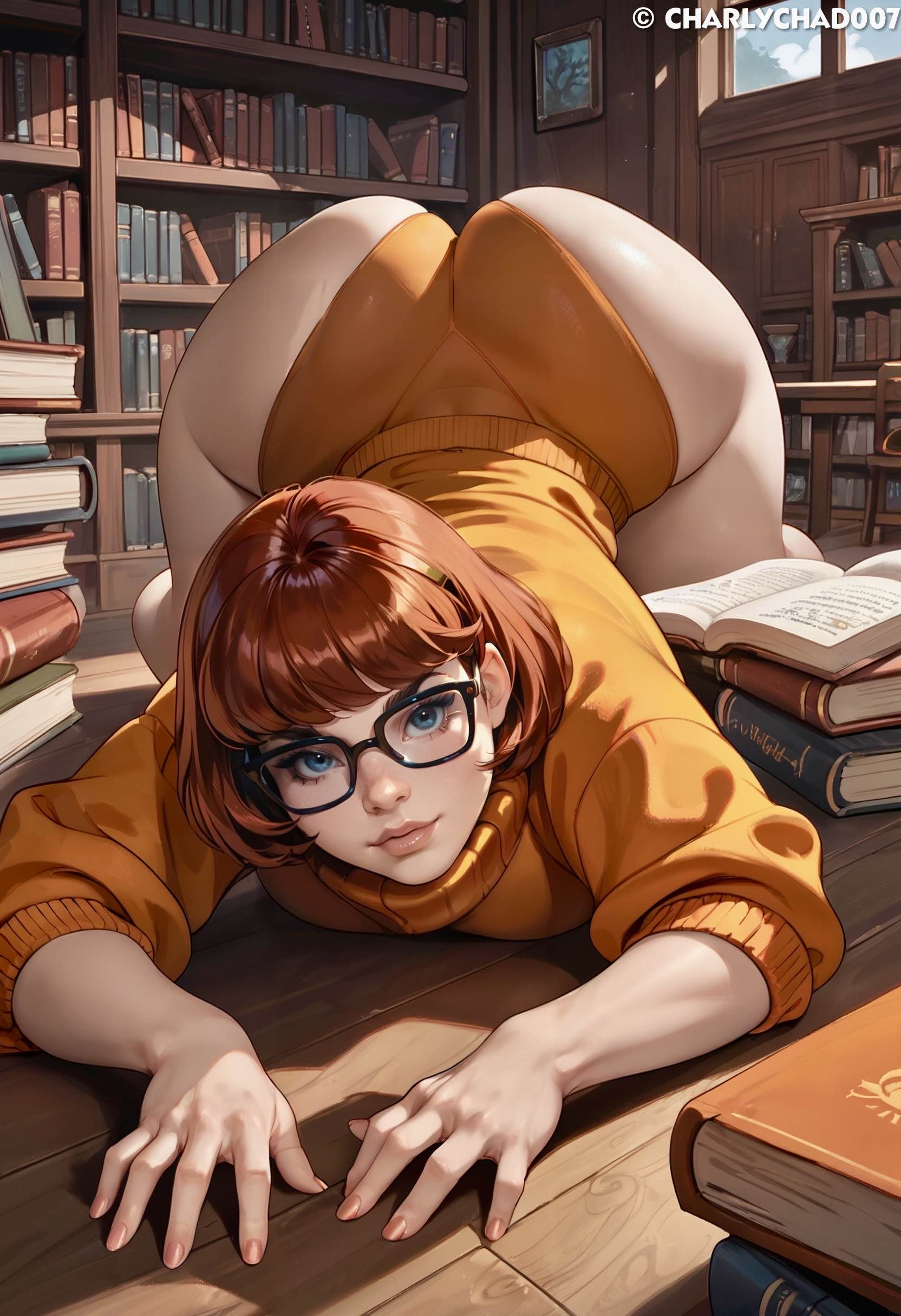 ai generated, ass, big ass, charlychad007, female, female only, scooby-doo, thick ass, thick thighs, top-down bottom-up, velma dinkley, wide hips