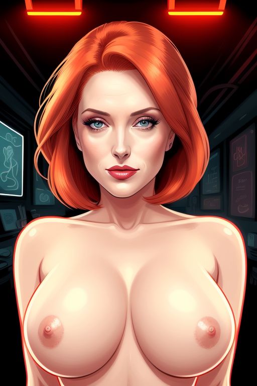 actress ai_generated big_breasts bob_cut breasts celebrity dana_scully female female_only gillian_anderson naked neon_lights real_person red_hair softcore uncensored x-files