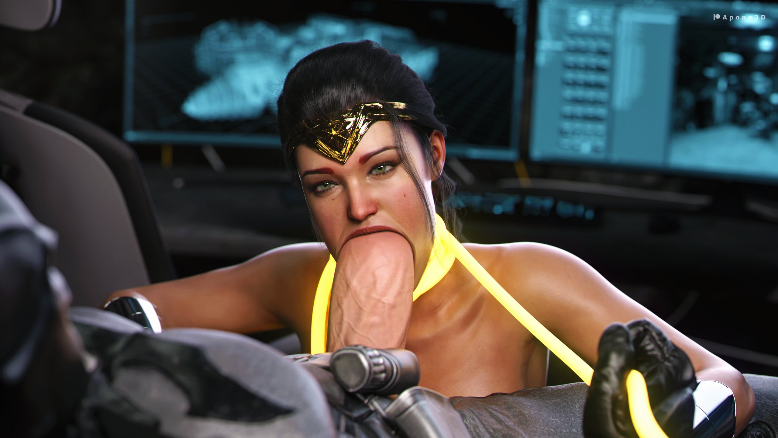 1boy, 1girls, 3d, amazon, apone3d, batman, batman (bruce wayne), batman (series), big penis, blowjob, bondage, bruce wayne, dc, dc comics, diana prince, fellatio, female, injustice 2, lasso of truth, light skin, light-skinned female, light-skinned male, male, olive skin, oral, oral penetration, oral sex, penis, wonder woman, wonder woman (series)