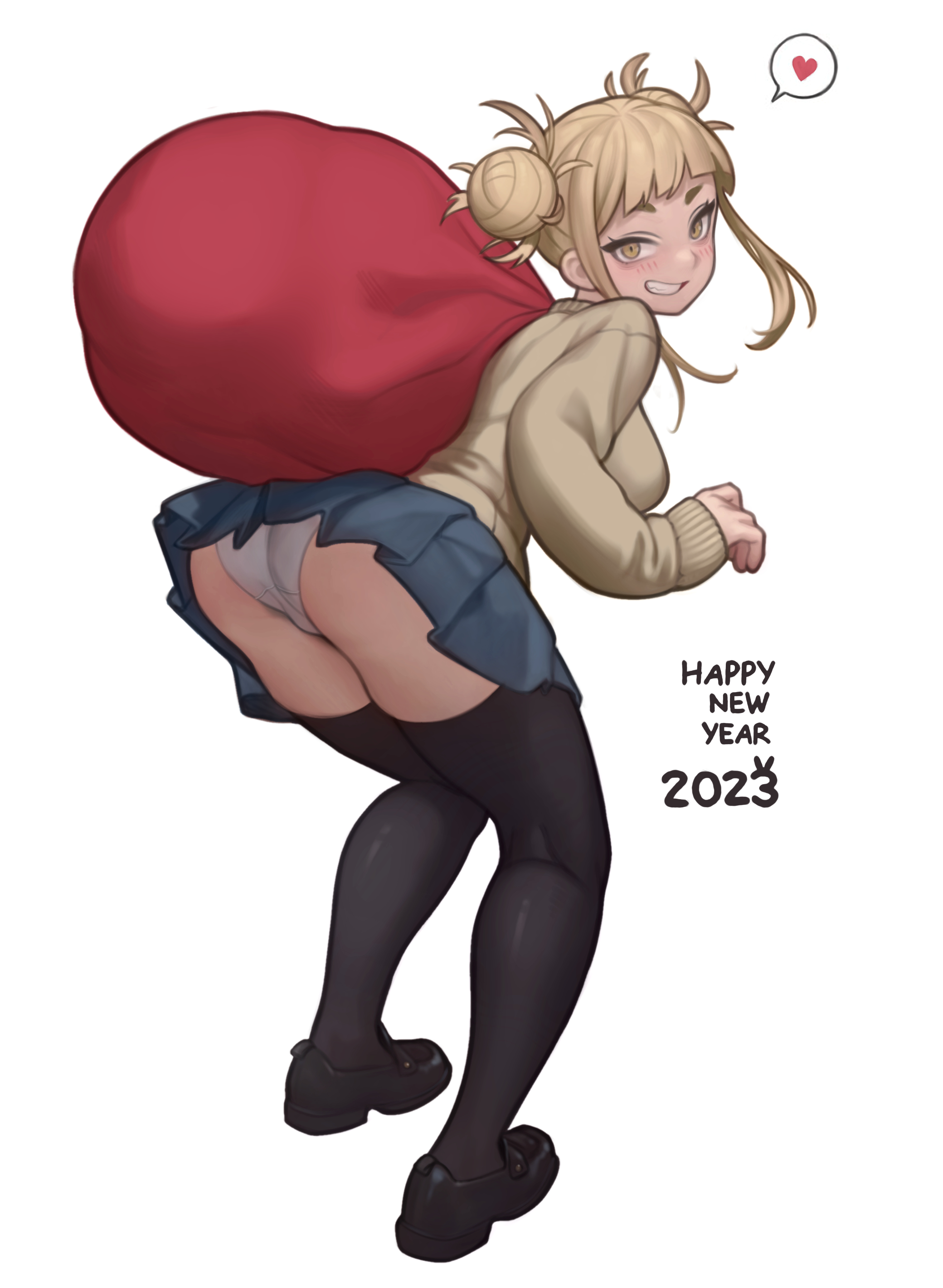 1girls, ass, big ass, big breasts, blonde hair, blonde-haired female, breasts, busty, female, himiko toga, lentiyay, loafers, looking at viewer, looking back, my hero academia, panties, school uniform, shoes, skirt, smile, stockings, tagme, thick thighs, thighhighs, thighs, upskirt, wide hips