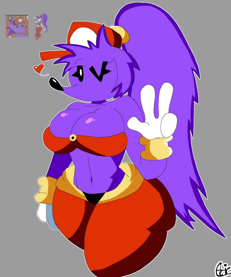 1girls big_breasts big_hips breasts female female_only gloves heart hips long_hair looking_at_viewer needlemouse_(character) needlemouse_(series) peace_sign pizza_tower ponytail purple_hair sarah_henderson_(needlemouse) shantae_needlemouse snick_the_porcupine topwear white_gloves wink