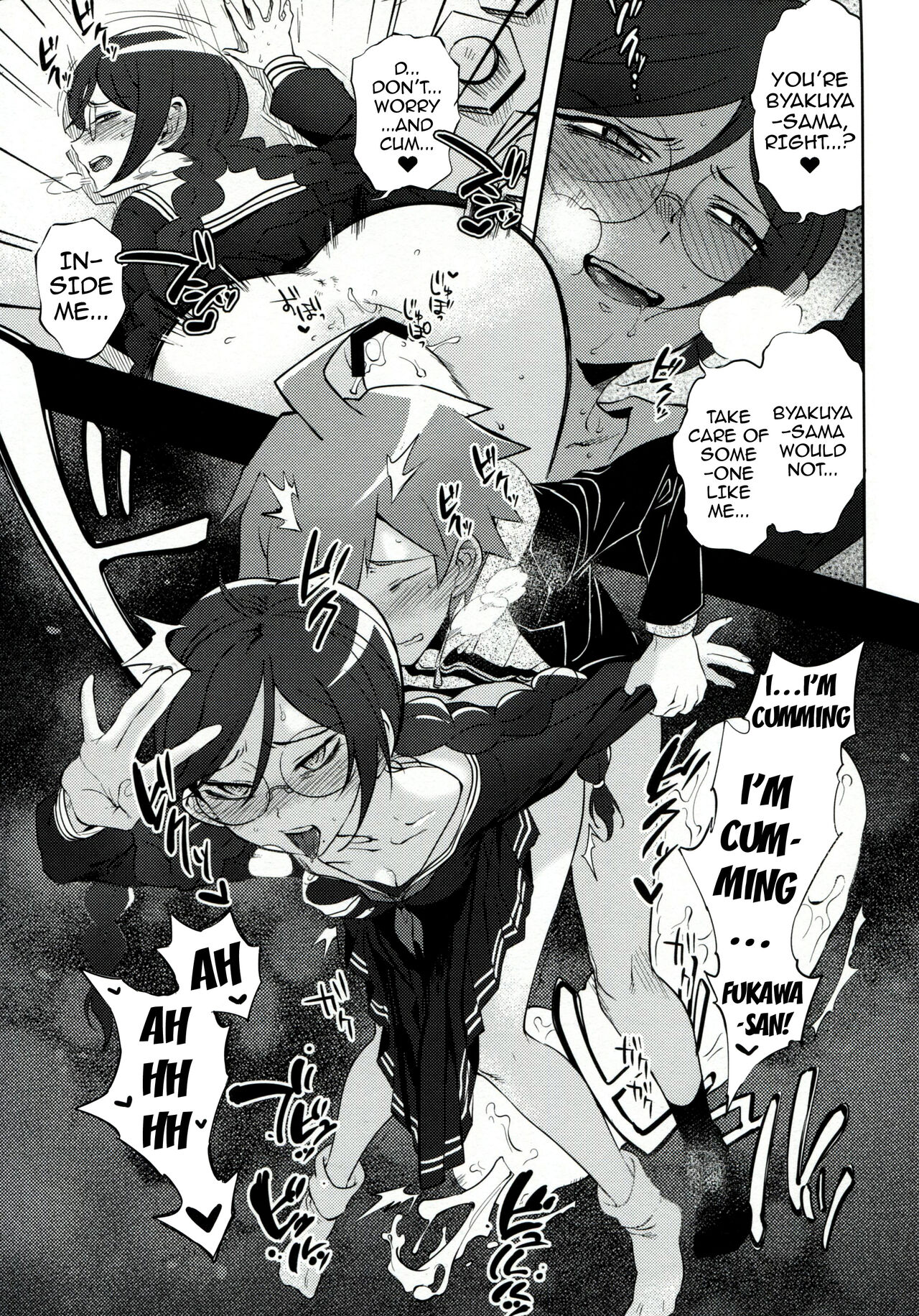 cum in pussy, danganronpa, enjoying, female, fukawa touko, mutual orgasm, naegi makoto, pussy, straight hair